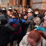 Manifestaciones en contra de la guerra de Putin en San Petersburgo.