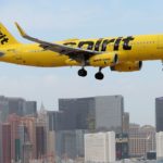 Un avión de Spirit Airlines en Harry Reid International Airport en Las Vegas, Nevada.