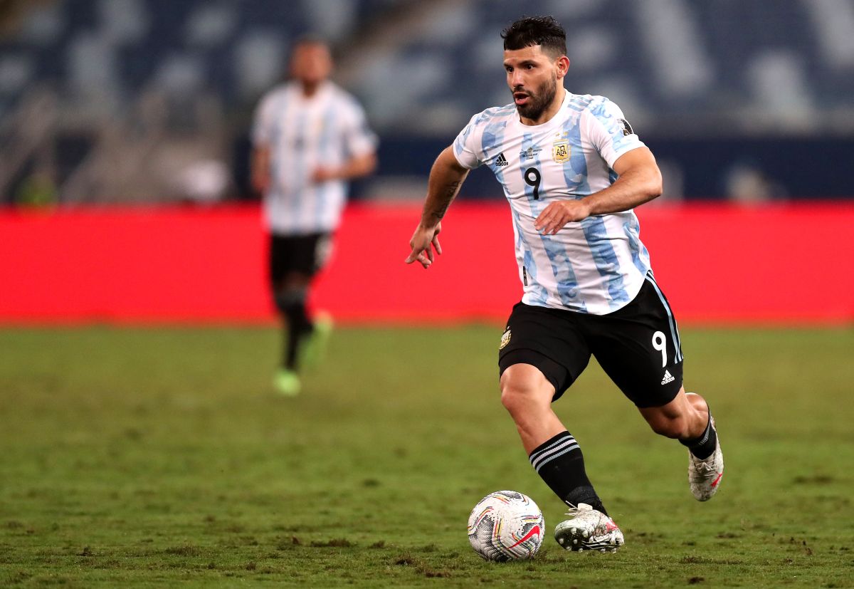 Kun Agüero con la selección Argentina en la Copa América 2021.