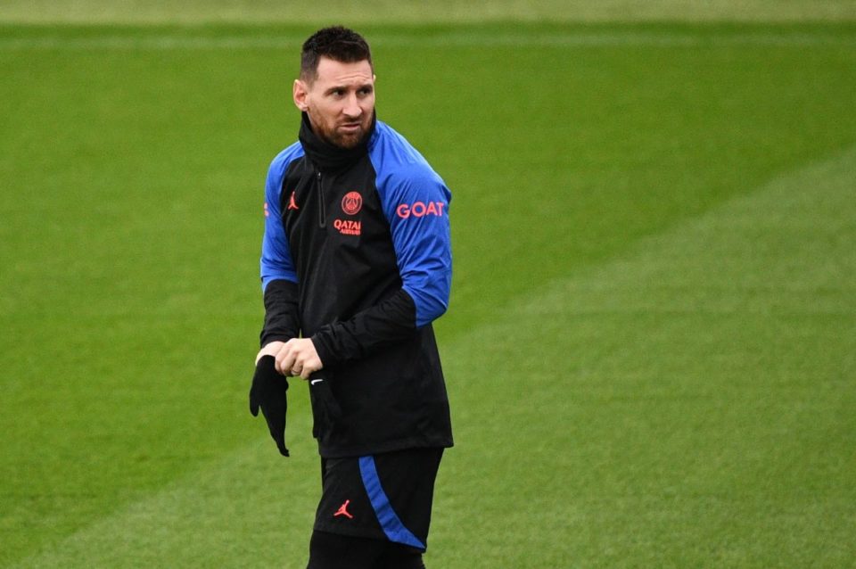 Lionel Messi durante un entrenamiento del PSG.