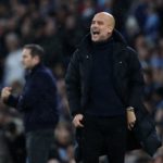 Pep Guardiola durante un partido ante Everton en Premier League.