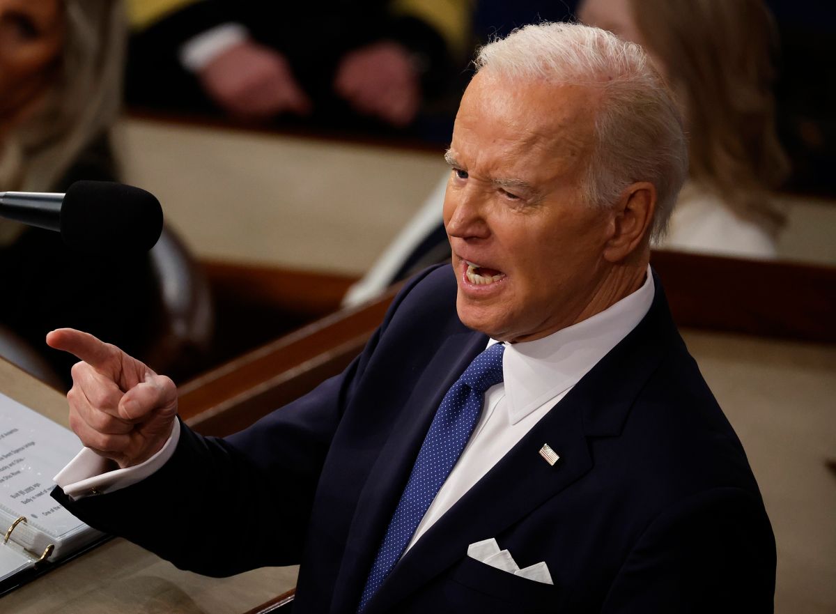 Joe Biden durante su discurso sobre el Estado de la Unión en el Congreso.