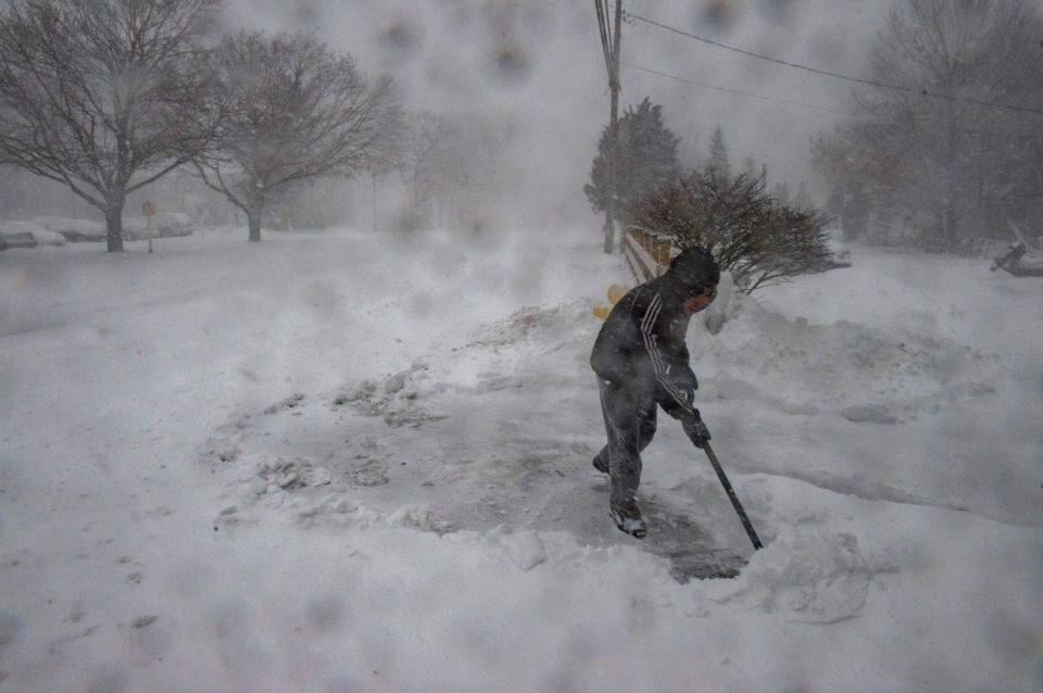 Efectos de una tormenta de nieve en Marshfield, Massachusetts.