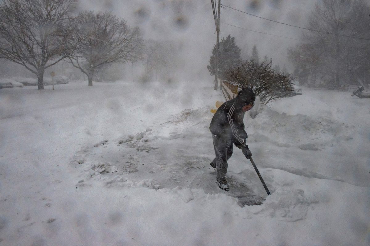 Efectos de una tormenta de nieve en Marshfield, Massachusetts.